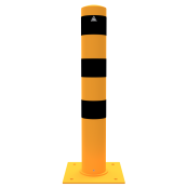 Barrier bollard | Steel tube  152 x 3.2 mm | stationary | for dowel fixing | hot-dip galvanized and coated yellowwith three black stripes | total length: 1000 mm | without signal